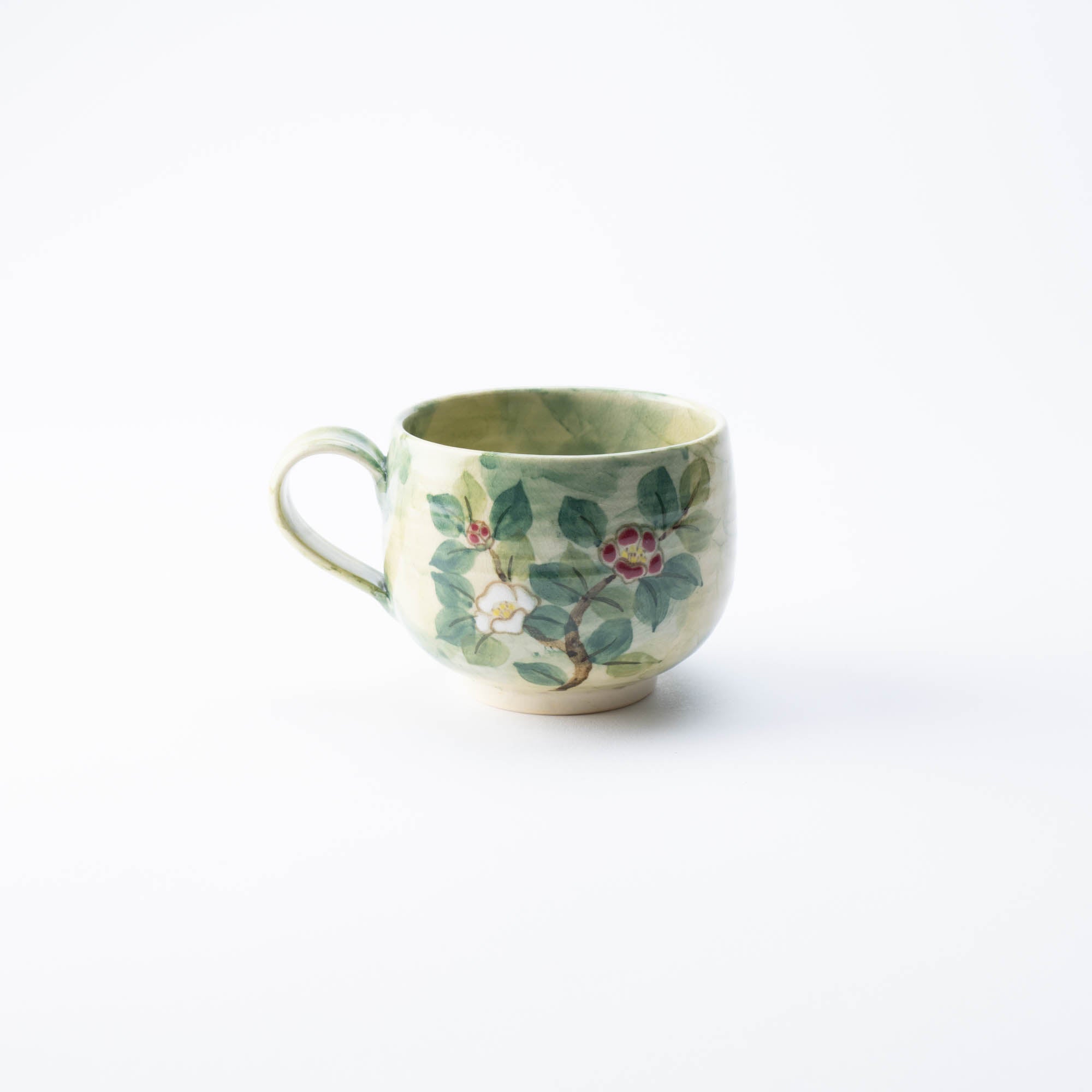 Tosen Kiln Camellia Kiyomizu Ware Cafe au Lait Mug - MUSUBI KILN - Quality Japanese Tableware and Gift