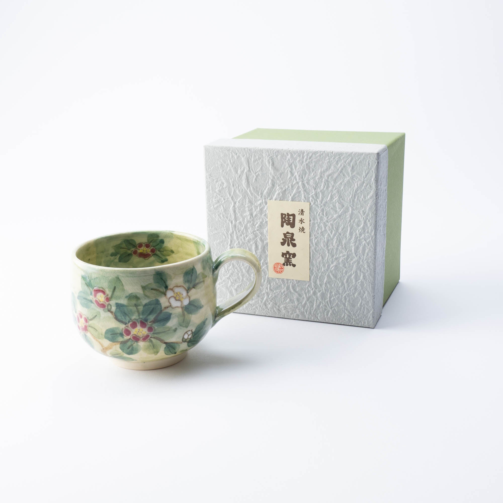 Tosen Kiln Camellia Kiyomizu Ware Cafe au Lait Mug - MUSUBI KILN - Quality Japanese Tableware and Gift