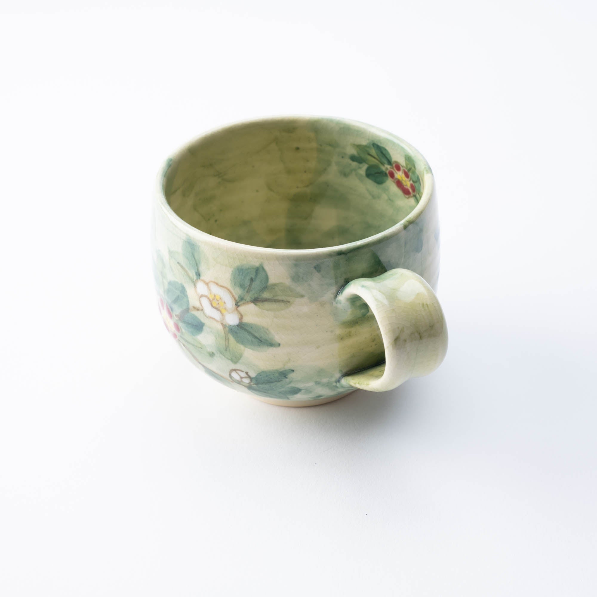 Tosen Kiln Camellia Kiyomizu Ware Cafe au Lait Mug - MUSUBI KILN - Quality Japanese Tableware and Gift