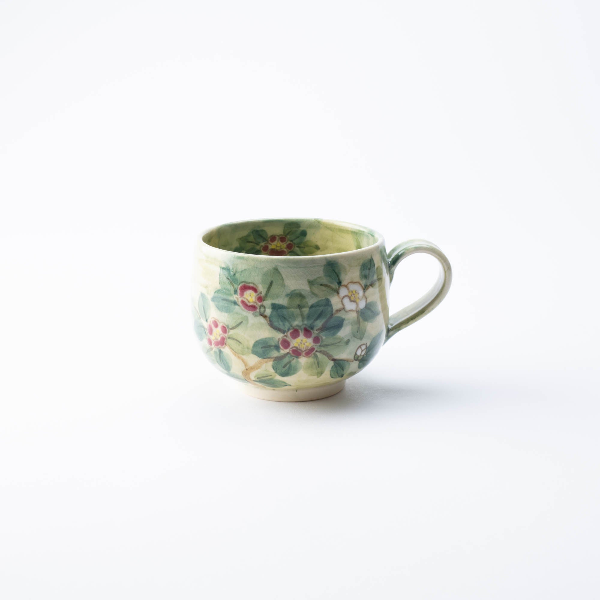 Tosen Kiln Camellia Kiyomizu Ware Cafe au Lait Mug - MUSUBI KILN - Quality Japanese Tableware and Gift