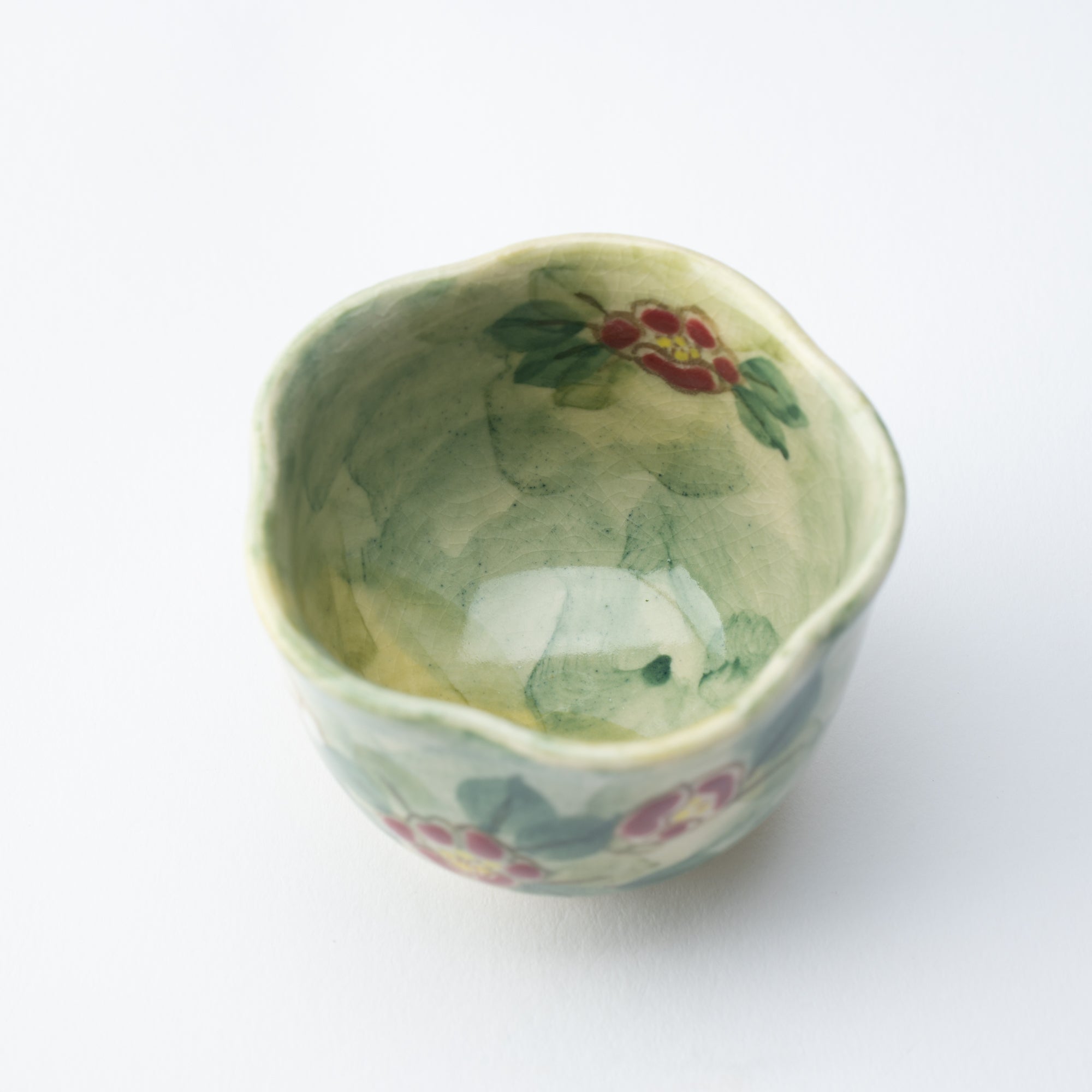 Tosen Kiln Camellia Kiyomizu Ware Japanese Teacup - MUSUBI KILN - Quality Japanese Tableware and Gift