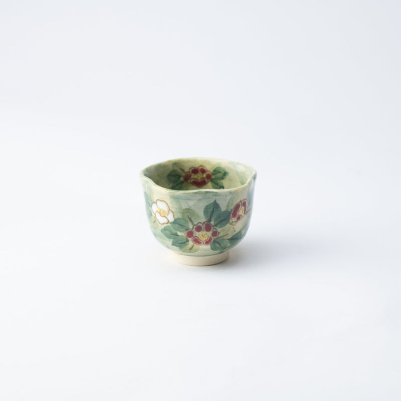 Tosen Kiln Camellia Kiyomizu Ware Japanese Teacup - MUSUBI KILN - Quality Japanese Tableware and Gift