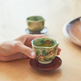 Tosen Kiln Camellia Kiyomizu Ware Japanese Teacup - MUSUBI KILN - Quality Japanese Tableware and Gift