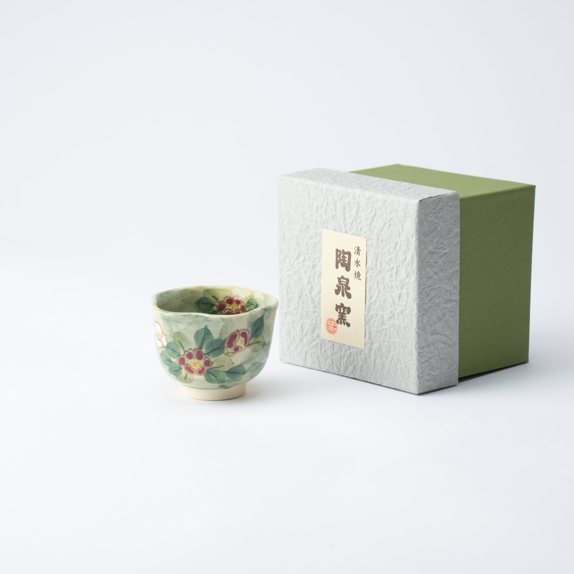 Tosen Kiln Camellia Kiyomizu Ware Japanese Teacup - MUSUBI KILN - Quality Japanese Tableware and Gift