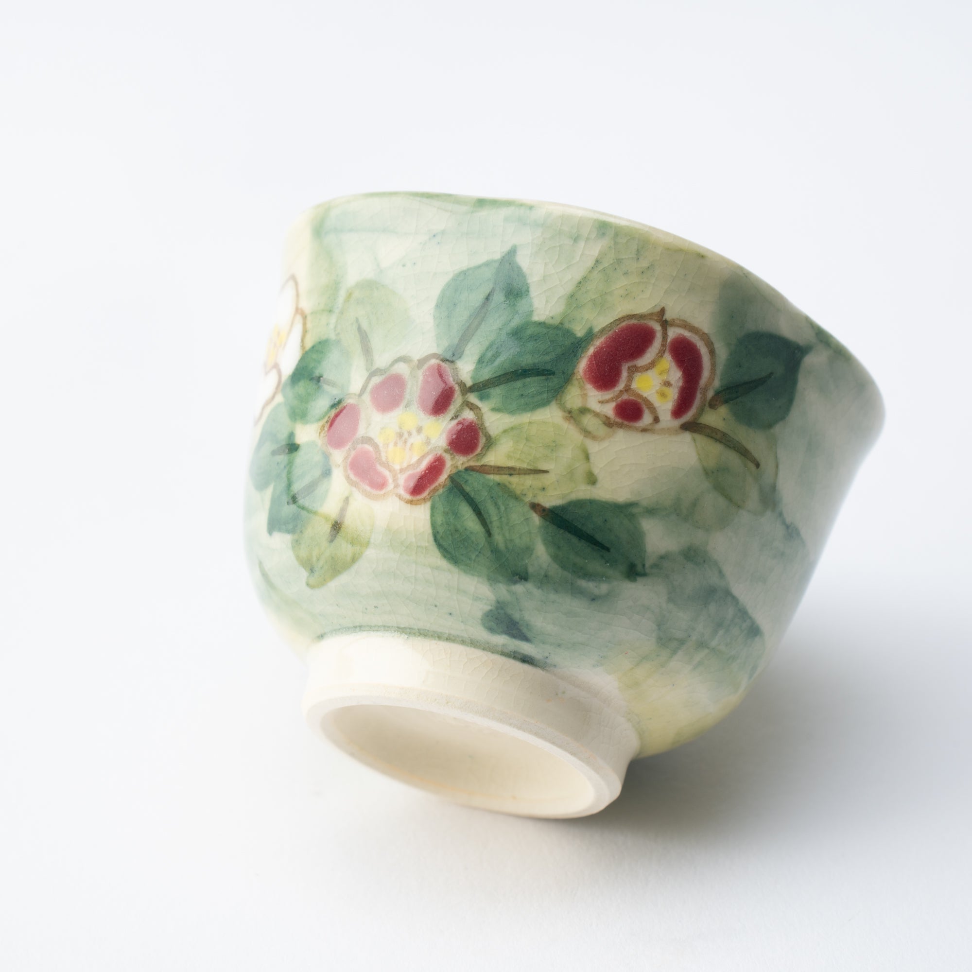 Tosen Kiln Camellia Kiyomizu Ware Japanese Teacup - MUSUBI KILN - Quality Japanese Tableware and Gift