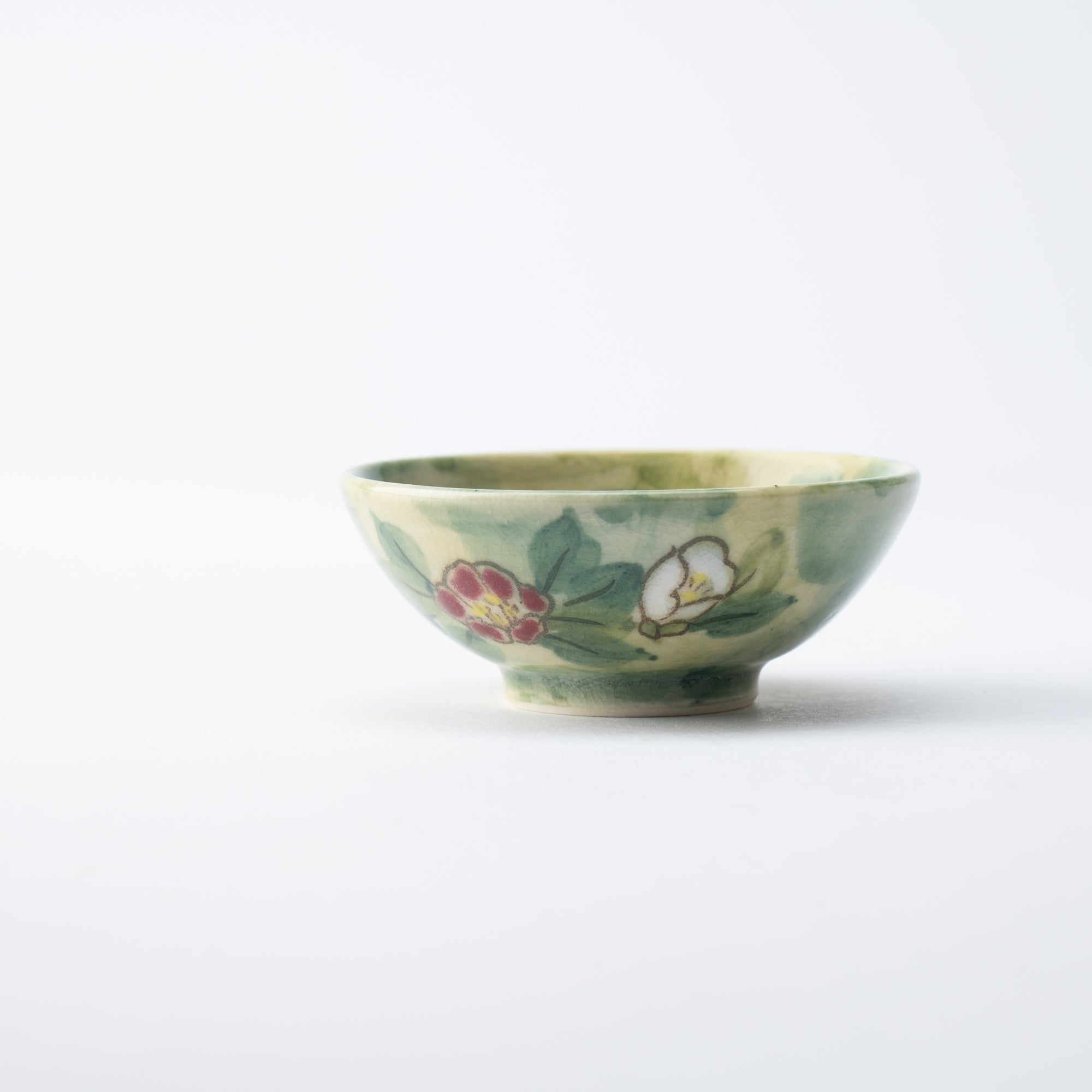 Tosen Kiln Camellia Kiyomizu Ware Sakazuki Sake Cup - MUSUBI KILN - Quality Japanese Tableware and Gift