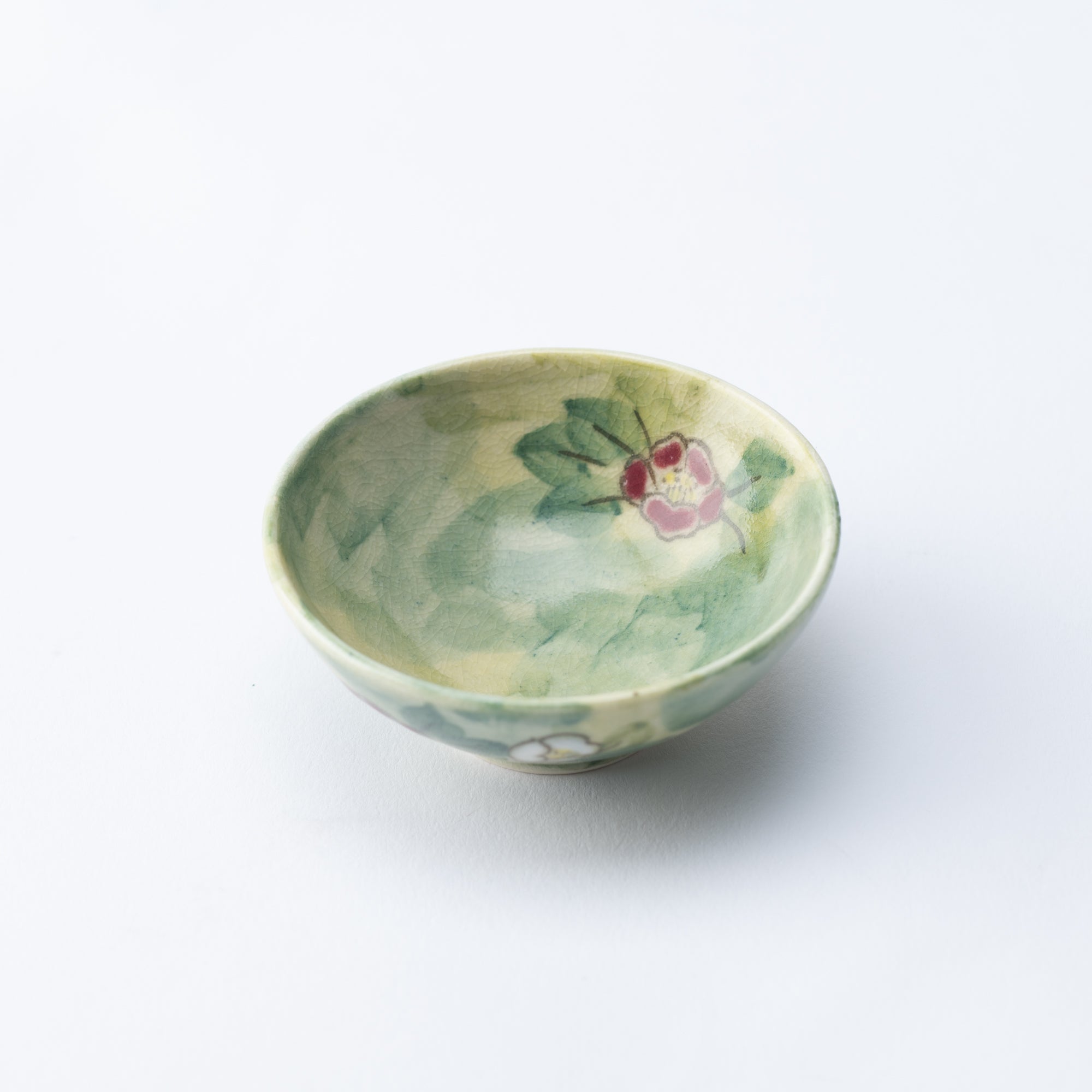 Tosen Kiln Camellia Kiyomizu Ware Sakazuki Sake Cup - MUSUBI KILN - Quality Japanese Tableware and Gift