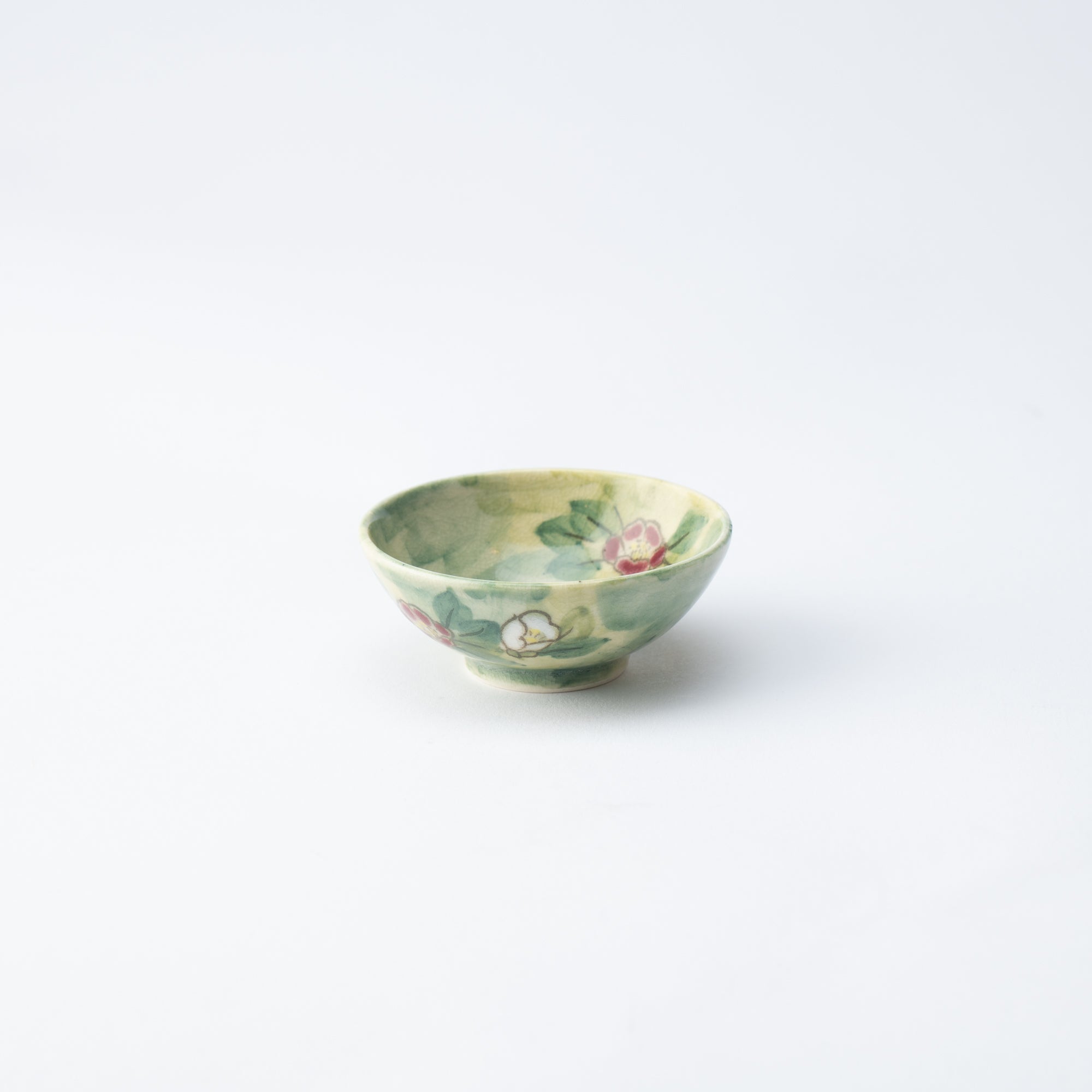 Tosen Kiln Camellia Kiyomizu Ware Sakazuki Sake Cup - MUSUBI KILN - Quality Japanese Tableware and Gift