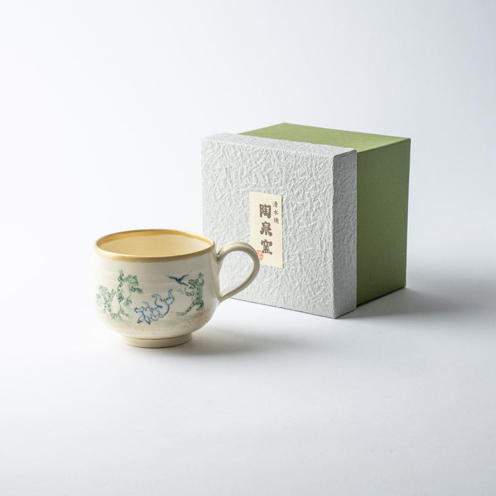 Tosen Kiln Kozan - ji Temple Choju Giga Kiyomizu Ware Cafe au Lait Mug - MUSUBI KILN - Quality Japanese Tableware and Gift
