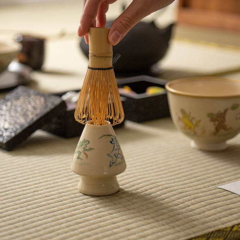 Tosen Kiln Kozan - ji Temple Choju Giga Kiyomizu Ware Matcha Whisk Holder - MUSUBI KILN - Quality Japanese Tableware and Gift