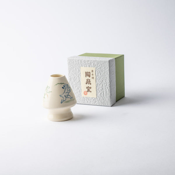 Tosen Kiln Kozan - ji Temple Choju Giga Kiyomizu Ware Matcha Whisk Holder - MUSUBI KILN - Quality Japanese Tableware and Gift