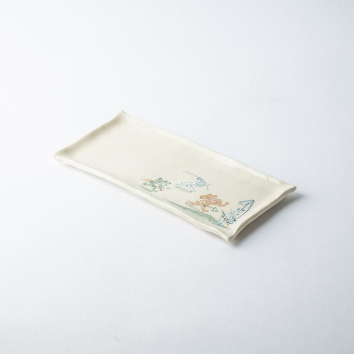 Tosen Kiln Kozan - ji Temple Choju Giga Kiyomizu Ware Rectangle Plate 10.4in - MUSUBI KILN - Quality Japanese Tableware and Gift