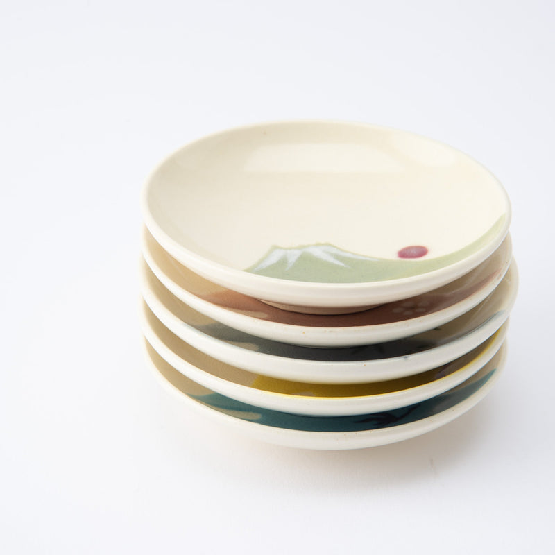 Tosen Kiln Mt. Fuji Kiyomizu Ware Sauce Plate Set - MUSUBI KILN - Quality Japanese Tableware and Gift