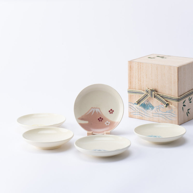 Tosen Kiln Mt. Fuji Kiyomizu Ware Sauce Plate Set - MUSUBI KILN - Quality Japanese Tableware and Gift