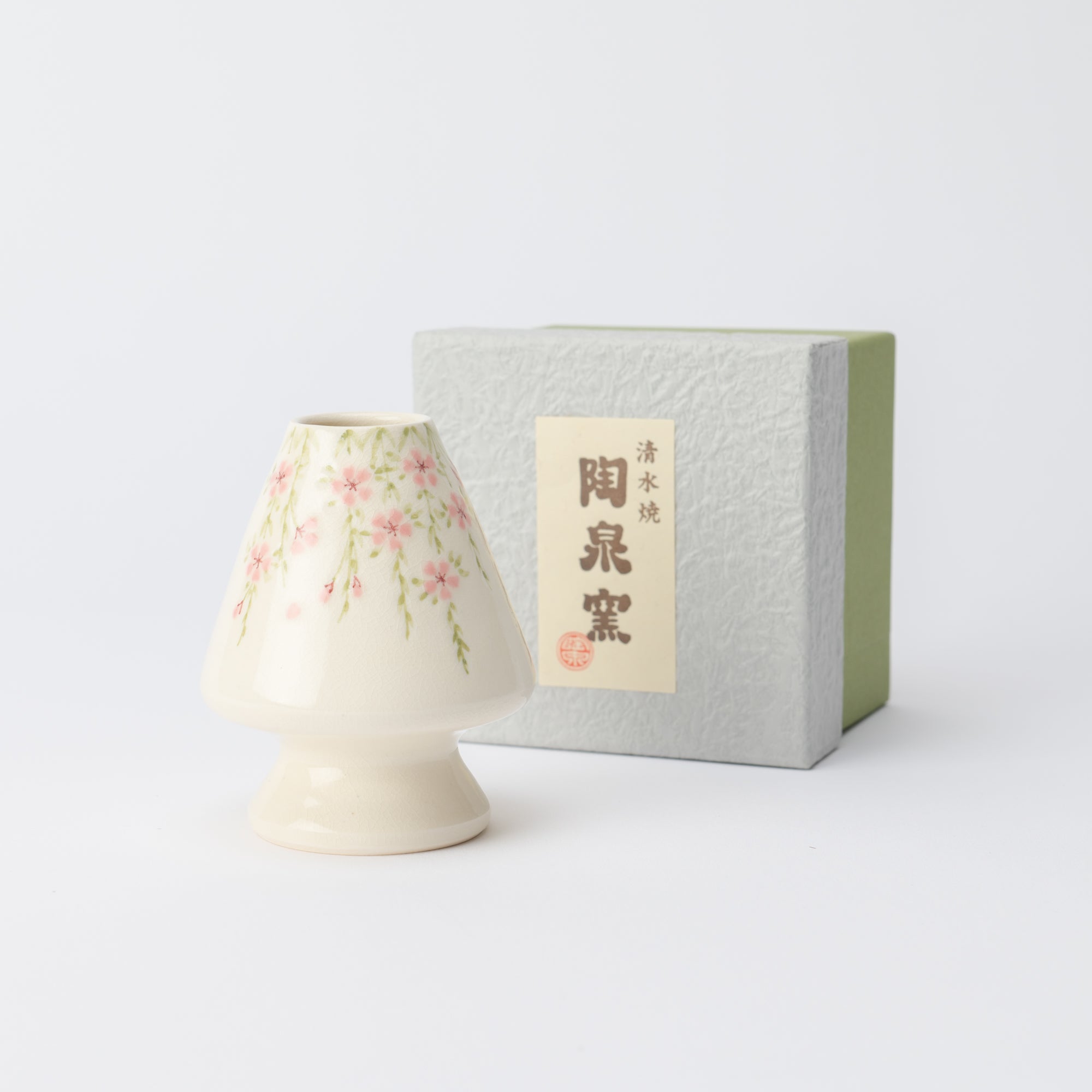 Tosen Kiln Sakura Kiyomizu Ware Matcha Whisk Holder - MUSUBI KILN - Quality Japanese Tableware and Gift