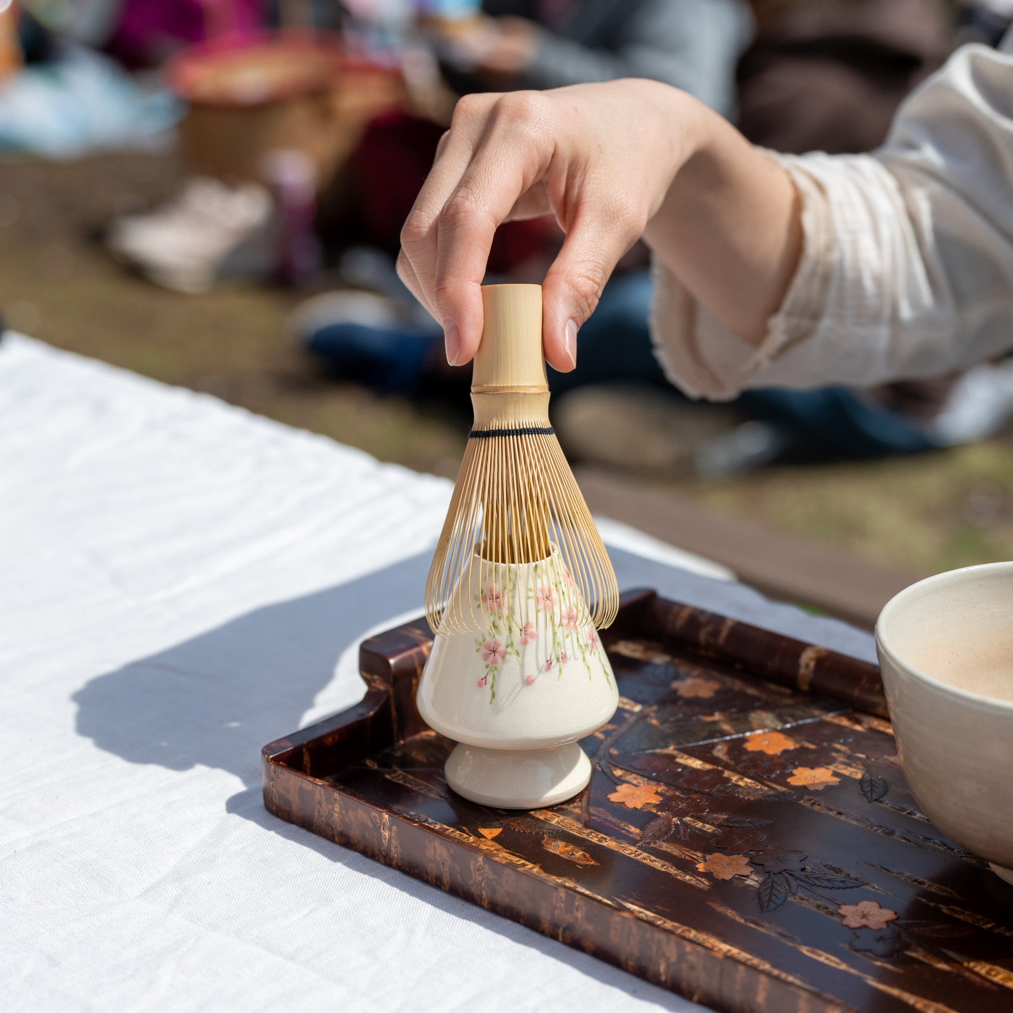 Tosen Kiln Sakura Kiyomizu Ware Matcha Whisk Holder - MUSUBI KILN - Quality Japanese Tableware and Gift