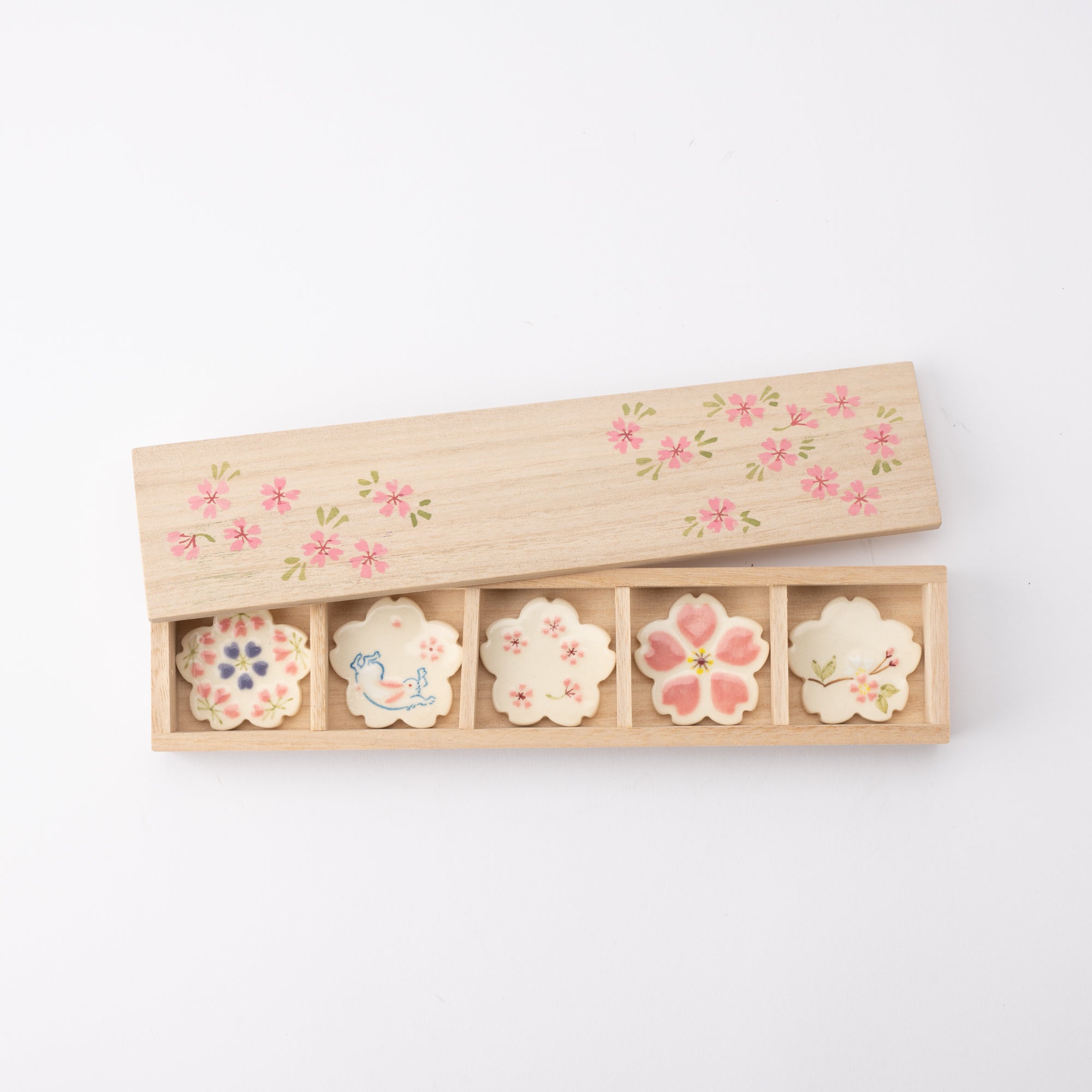 Tosen Kiln Sakura - Shaped Kiyomizu Ware Chopstick Rest Set - MUSUBI KILN - Quality Japanese Tableware and Gift