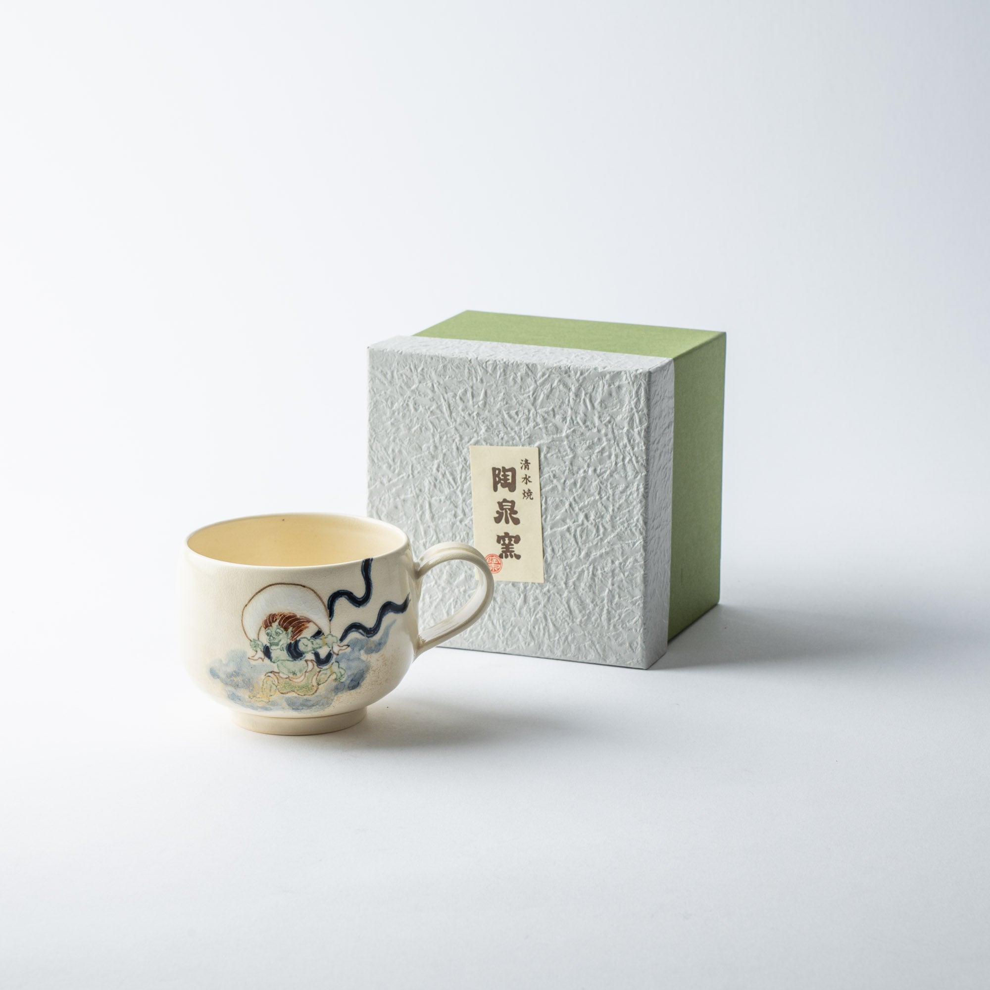 Tosen Kiln Wind God Kiyomizu Ware Cafe au lait Mug - MUSUBI KILN - Quality Japanese Tableware and Gift