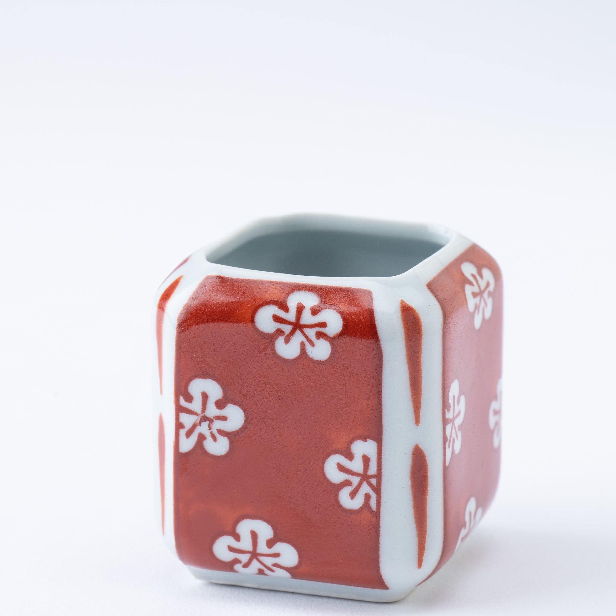 Touzan Kiln Nishiki Red Plum Blossom Arita Ware Toothpick Holder - MUSUBI KILN - Quality Japanese Tableware and Gift