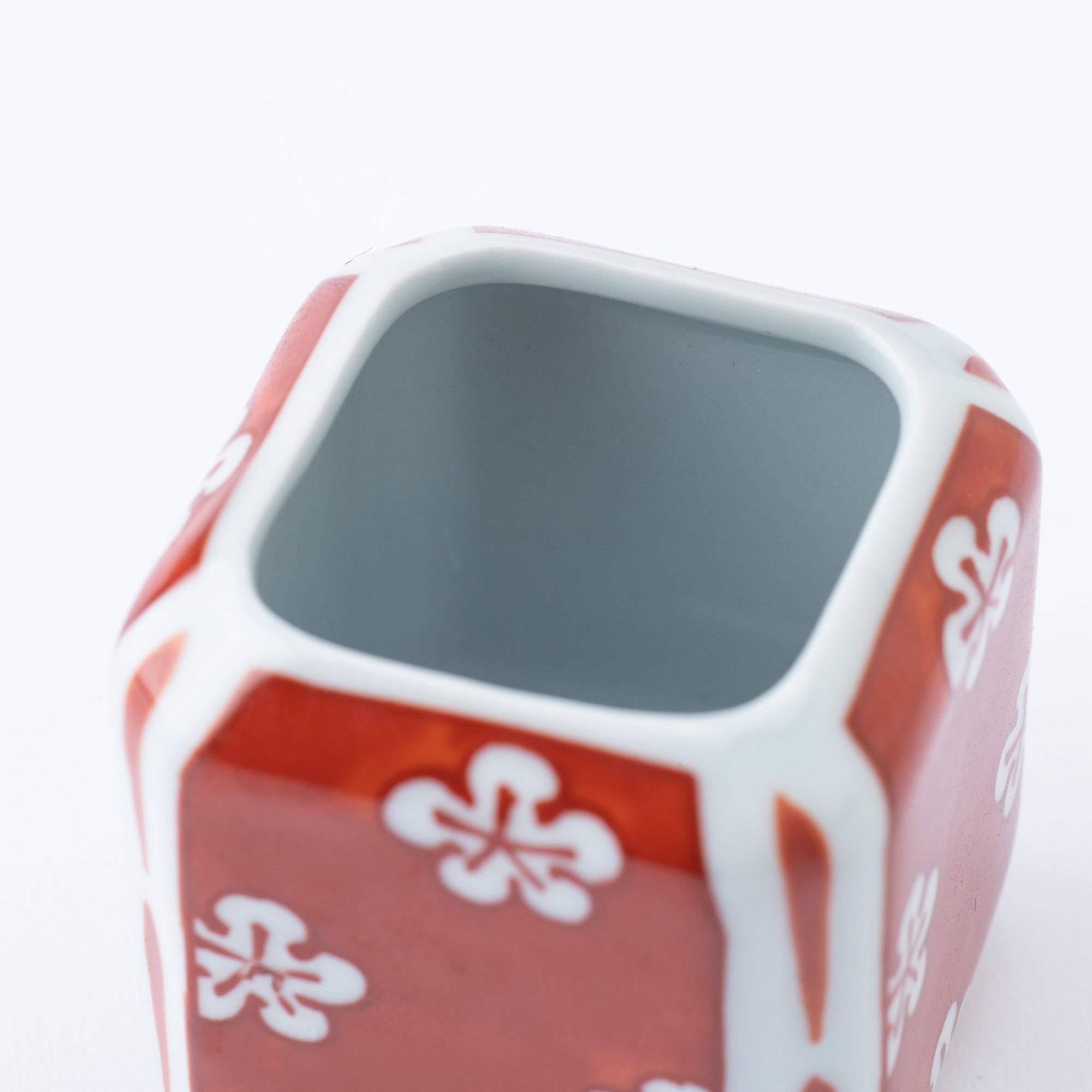 Touzan Kiln Nishiki Red Plum Blossom Arita Ware Toothpick Holder - MUSUBI KILN - Quality Japanese Tableware and Gift