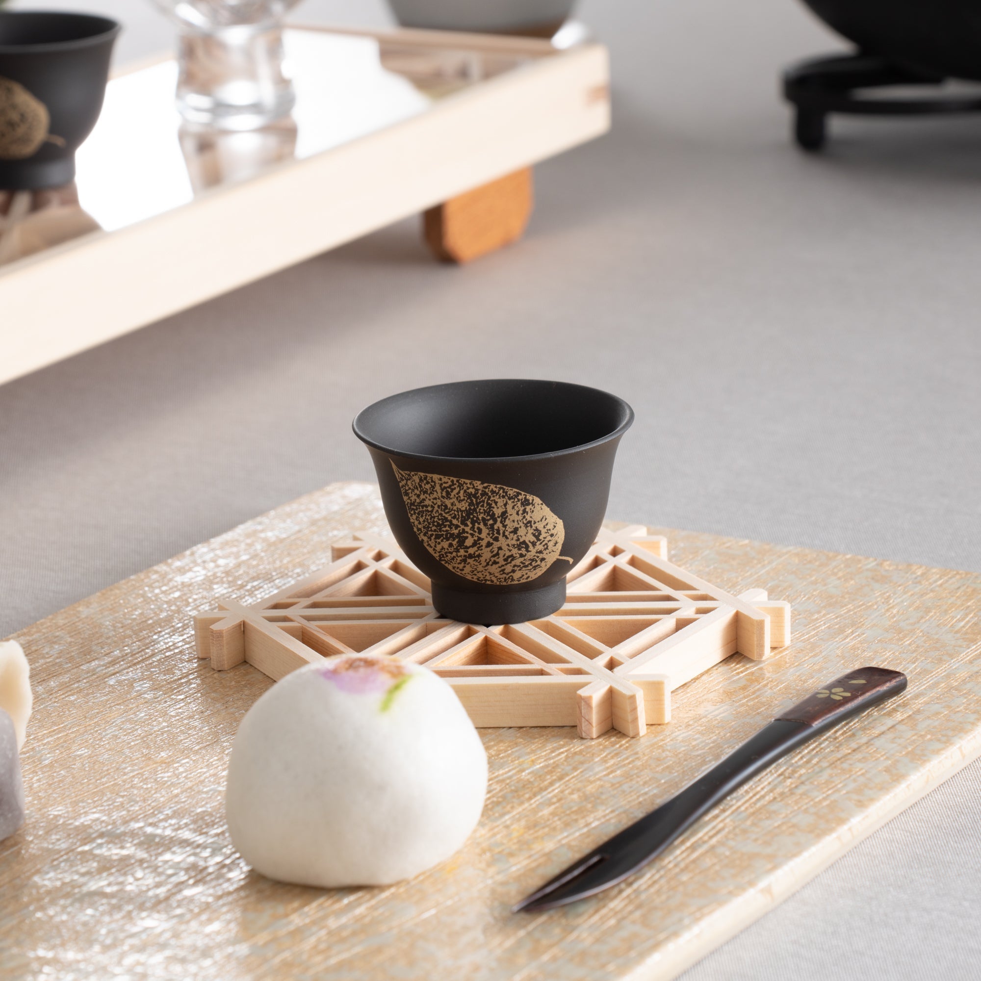 Toyoda Woodcraft Kanuma Kumiko Coaster Set With Stand - MUSUBI KILN - Quality Japanese Tableware and Gift