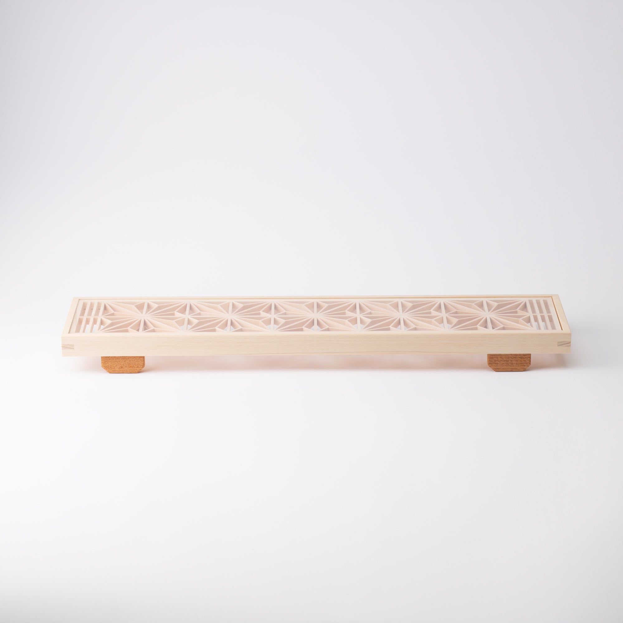 Toyoda Woodcraft Square Hemp Leaf Kanuma Kumiko Long Tray - MUSUBI KILN - Quality Japanese Tableware and Gift