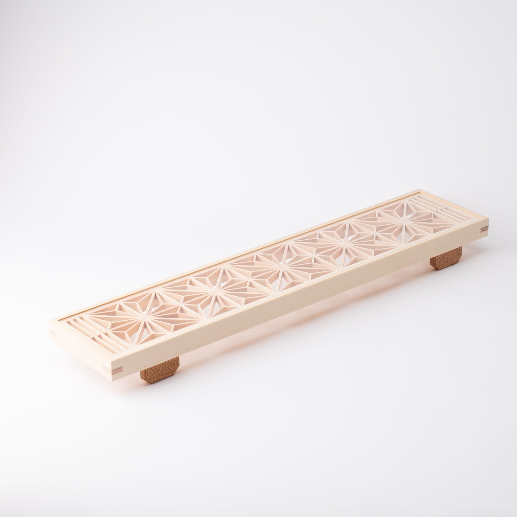 Toyoda Woodcraft Square Hemp Leaf Kanuma Kumiko Long Tray - MUSUBI KILN - Quality Japanese Tableware and Gift