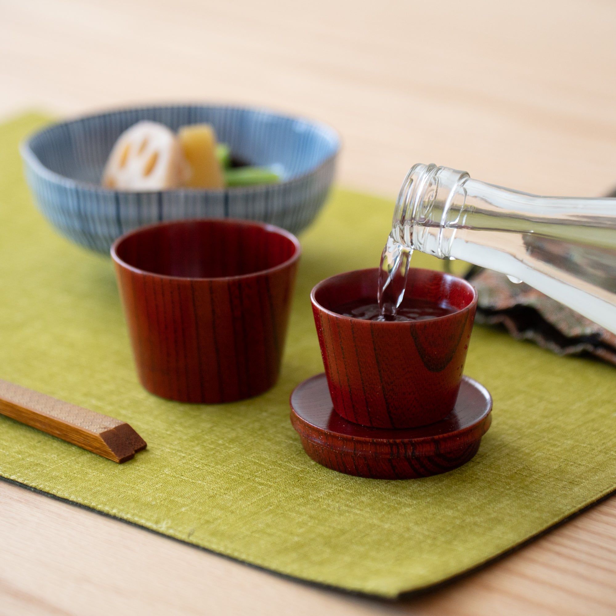 Travel Zelkova Yamanaka Lacquerware Guinomi Sake Cup Set - MUSUBI KILN - Quality Japanese Tableware and Gift