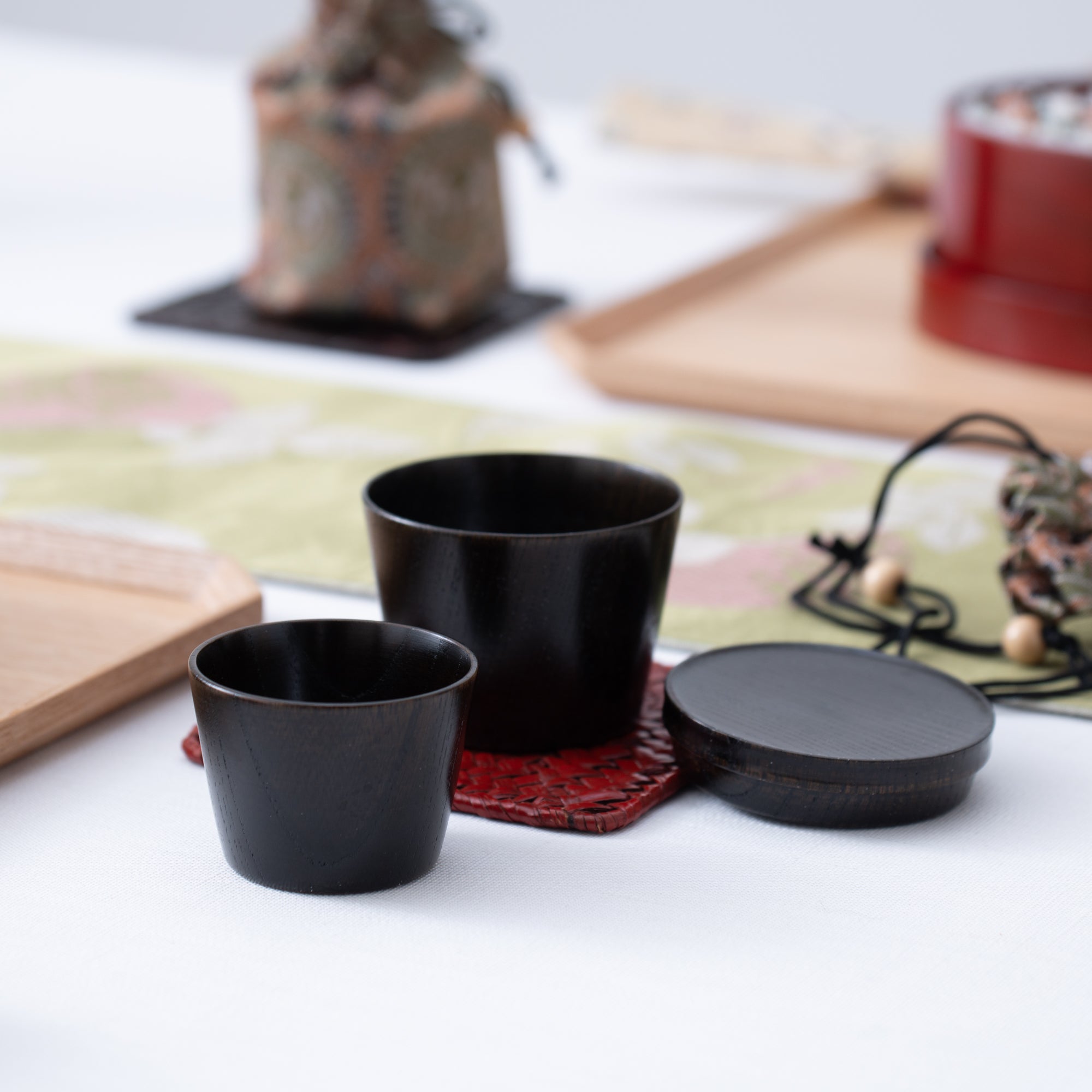 Travel Zelkova Yamanaka Lacquerware Guinomi Sake Cup Set - MUSUBI KILN - Quality Japanese Tableware and Gift