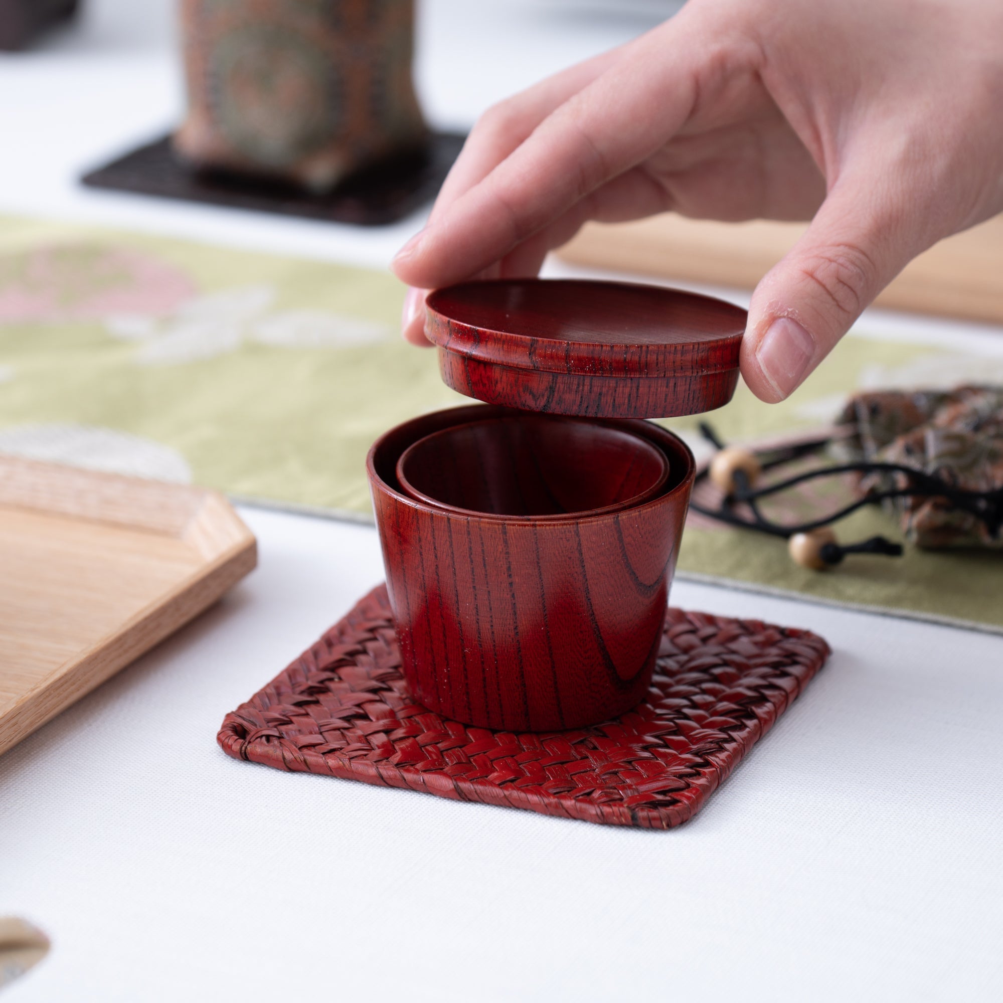 Travel Zelkova Yamanaka Lacquerware Guinomi Sake Cup Set - MUSUBI KILN - Quality Japanese Tableware and Gift