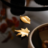 Tsubame Hutlery Gold Camellia Leaf Chopstick Rest - MUSUBI KILN - Quality Japanese Tableware and Gift