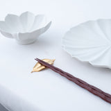 Tsubame Hutlery Gold Camellia Leaf Chopstick Rest - MUSUBI KILN - Quality Japanese Tableware and Gift