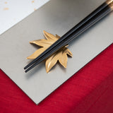 Tsubame Hutlery Gold Maple Leaf Chopstick Rest - MUSUBI KILN - Quality Japanese Tableware and Gift