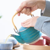 Turkish Blue Mino Ware Japanese Teapot 20.3oz(600ml) - MUSUBI KILN - Quality Japanese Tableware and Gift