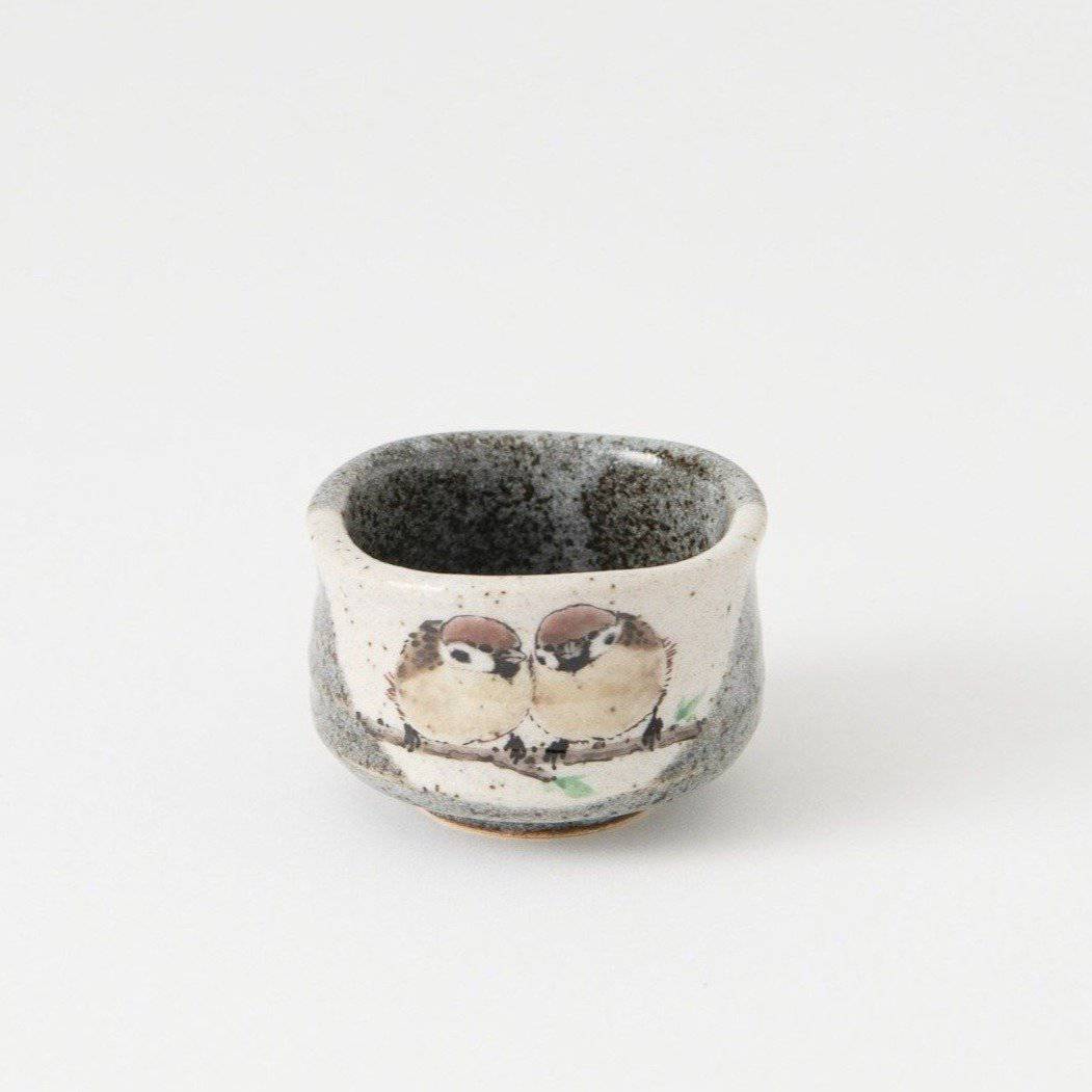 Twin Sparrows Kutani Guinomi Sake Cup - MUSUBI KILN - Quality Japanese Tableware and Gift