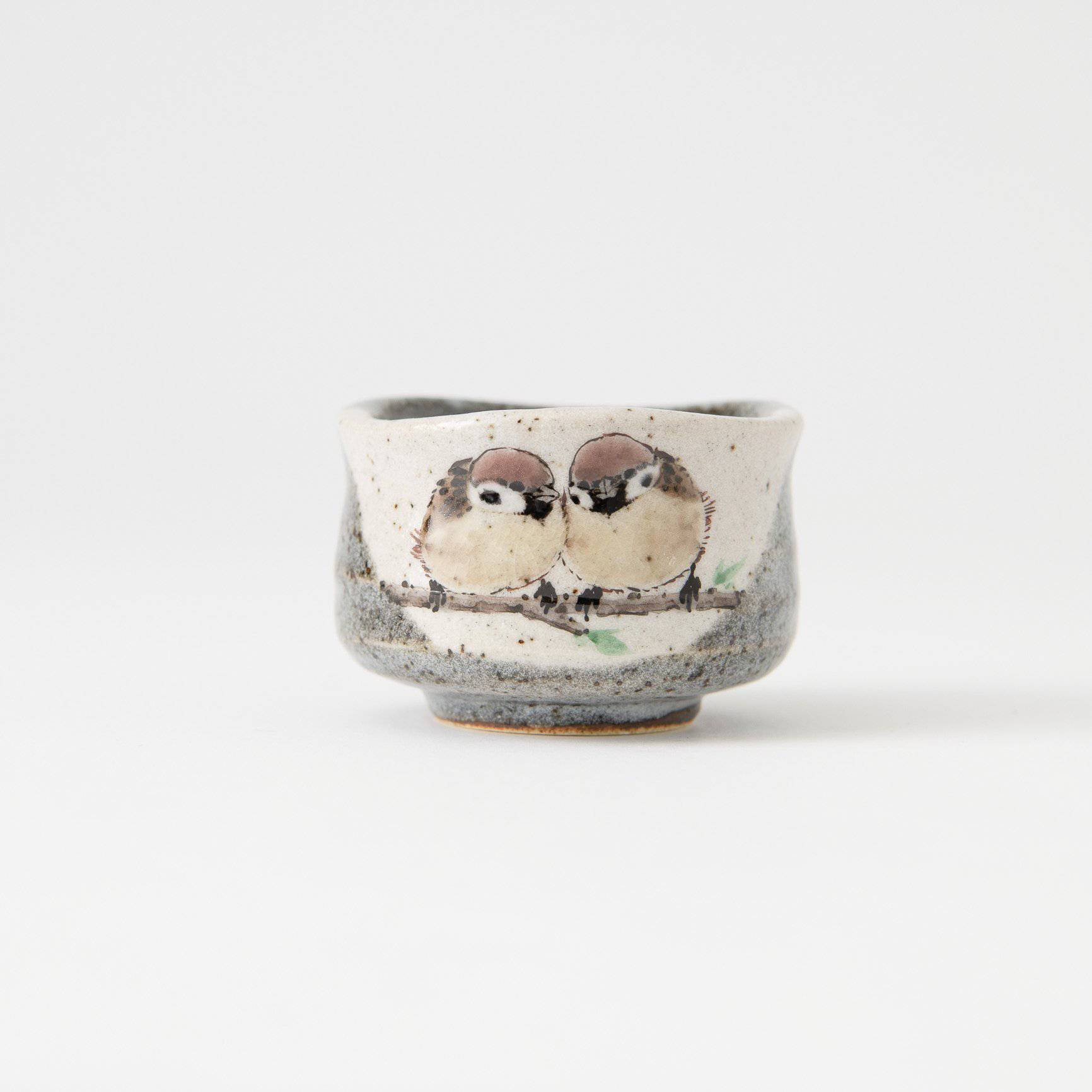 Twin Sparrows Kutani Guinomi Sake Cup - MUSUBI KILN - Quality Japanese Tableware and Gift