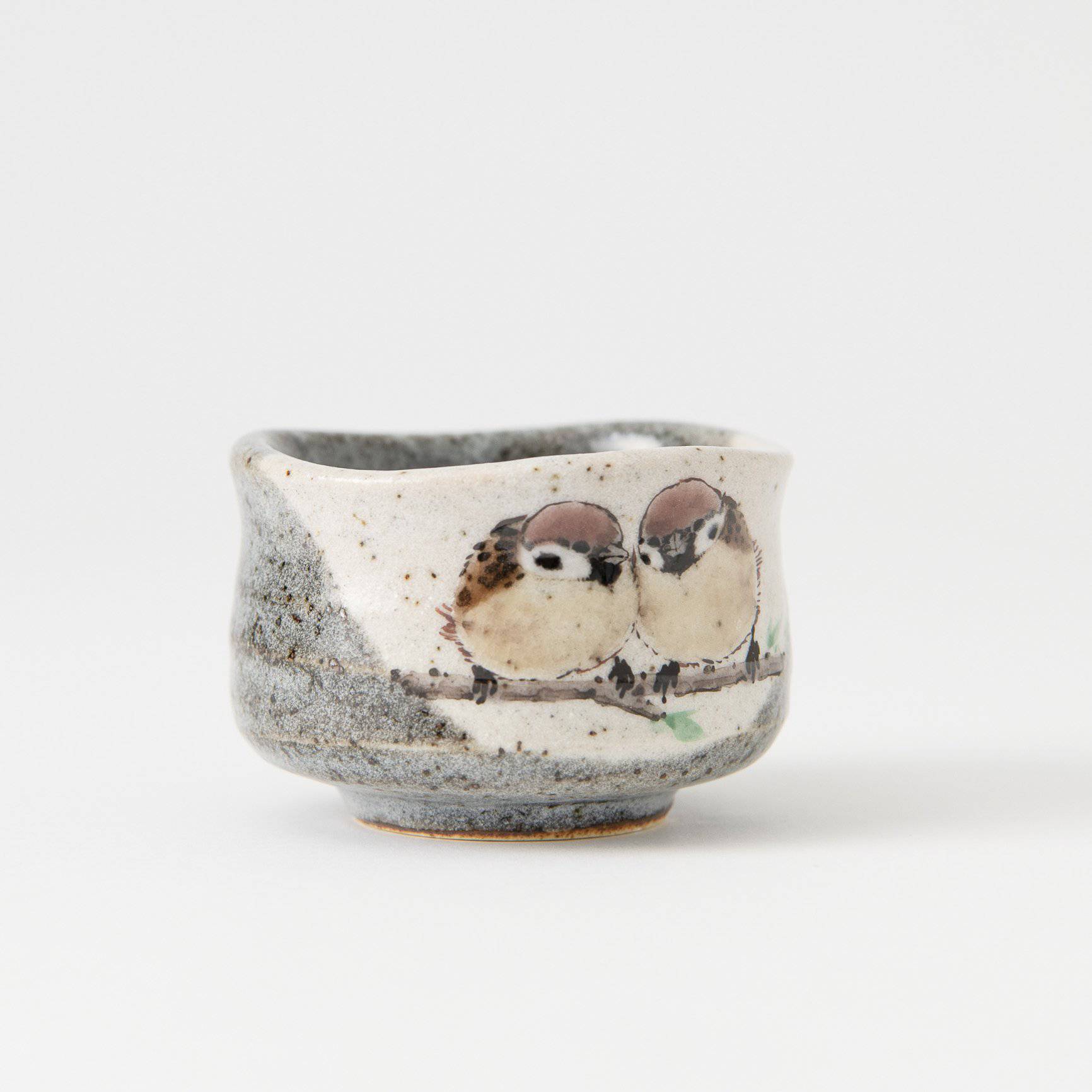 Twin Sparrows Kutani Guinomi Sake Cup - MUSUBI KILN - Quality Japanese Tableware and Gift