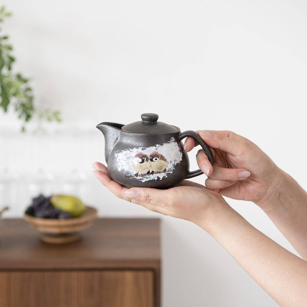 Twin Sparrows Kutani Japanese Teapot 11.5oz(340ml) - MUSUBI KILN - Quality Japanese Tableware and Gift