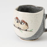 Twin Sparrows Kutani Mug - B - MUSUBI KILN - Quality Japanese Tableware and Gift