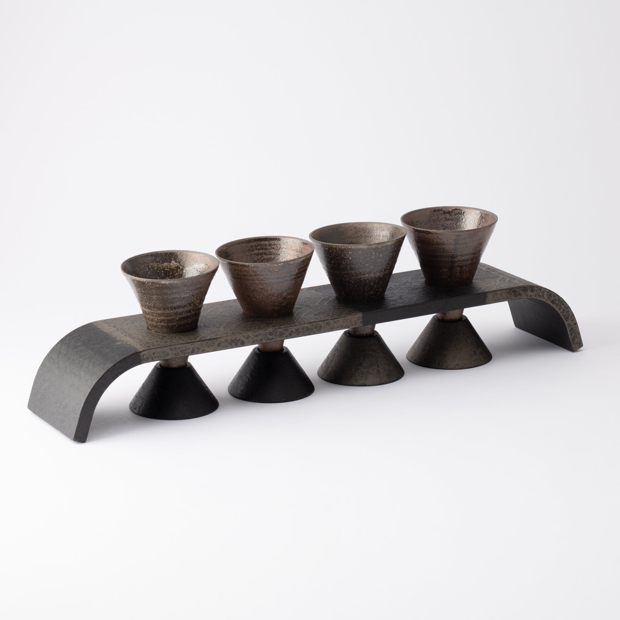 Washi Echizen Lacquerware Serving Tray with Cups - MUSUBI KILN - Quality Japanese Tableware and Gift