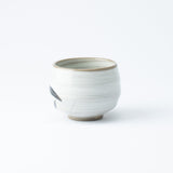 White Bamboo Leaves Mino Ware Japanese Teacup - MUSUBI KILN - Quality Japanese Tableware and Gift