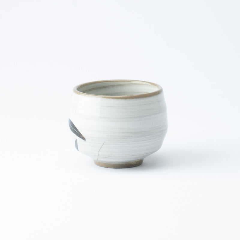 White Bamboo Leaves Mino Ware Japanese Teacup - MUSUBI KILN - Quality Japanese Tableware and Gift