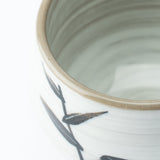 White Bamboo Leaves Mino Ware Japanese Teacup - MUSUBI KILN - Quality Japanese Tableware and Gift