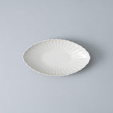 White Chrysanthemum Hasami Oval Plate - MUSUBI KILN - Quality Japanese Tableware and Gift