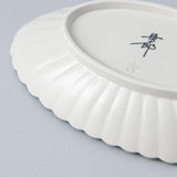 White Chrysanthemum Hasami Oval Plate - MUSUBI KILN - Quality Japanese Tableware and Gift