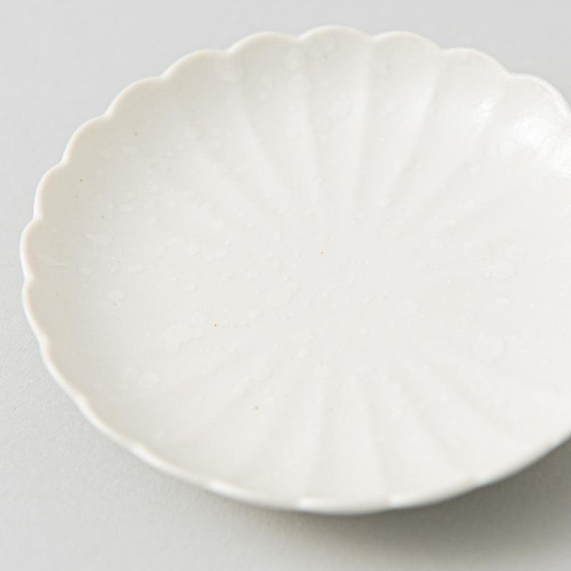 White Chrysanthemum Hasami Sauce Plate - MUSUBI KILN - Quality Japanese Tableware and Gift