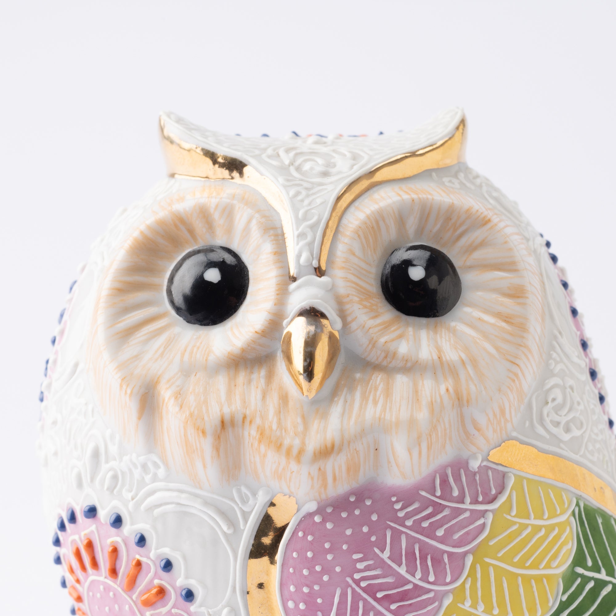 White Fine Drawing Kutani Owl Figurine - MUSUBI KILN - Quality Japanese Tableware and Gift