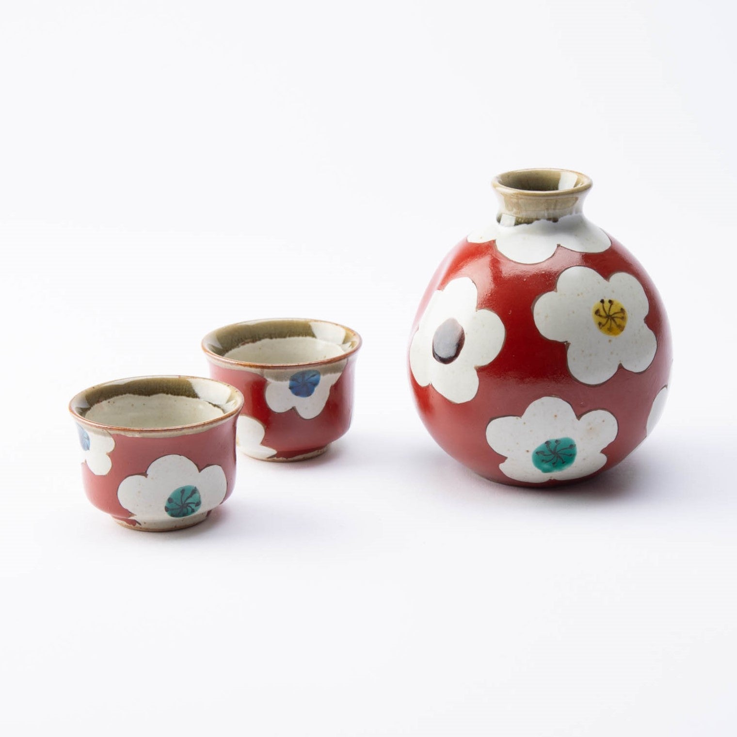 White Plum Flower Kutani Sake Set - MUSUBI KILN - Quality Japanese Tableware and Gift