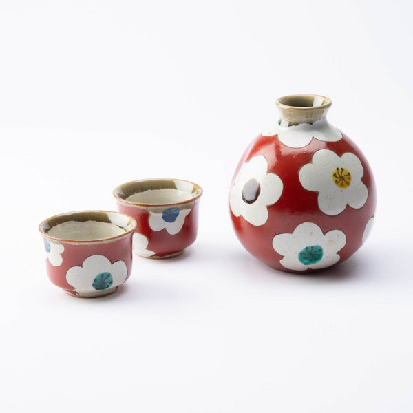 White Plum Flower Kutani Sake Set - MUSUBI KILN - Quality Japanese Tableware and Gift