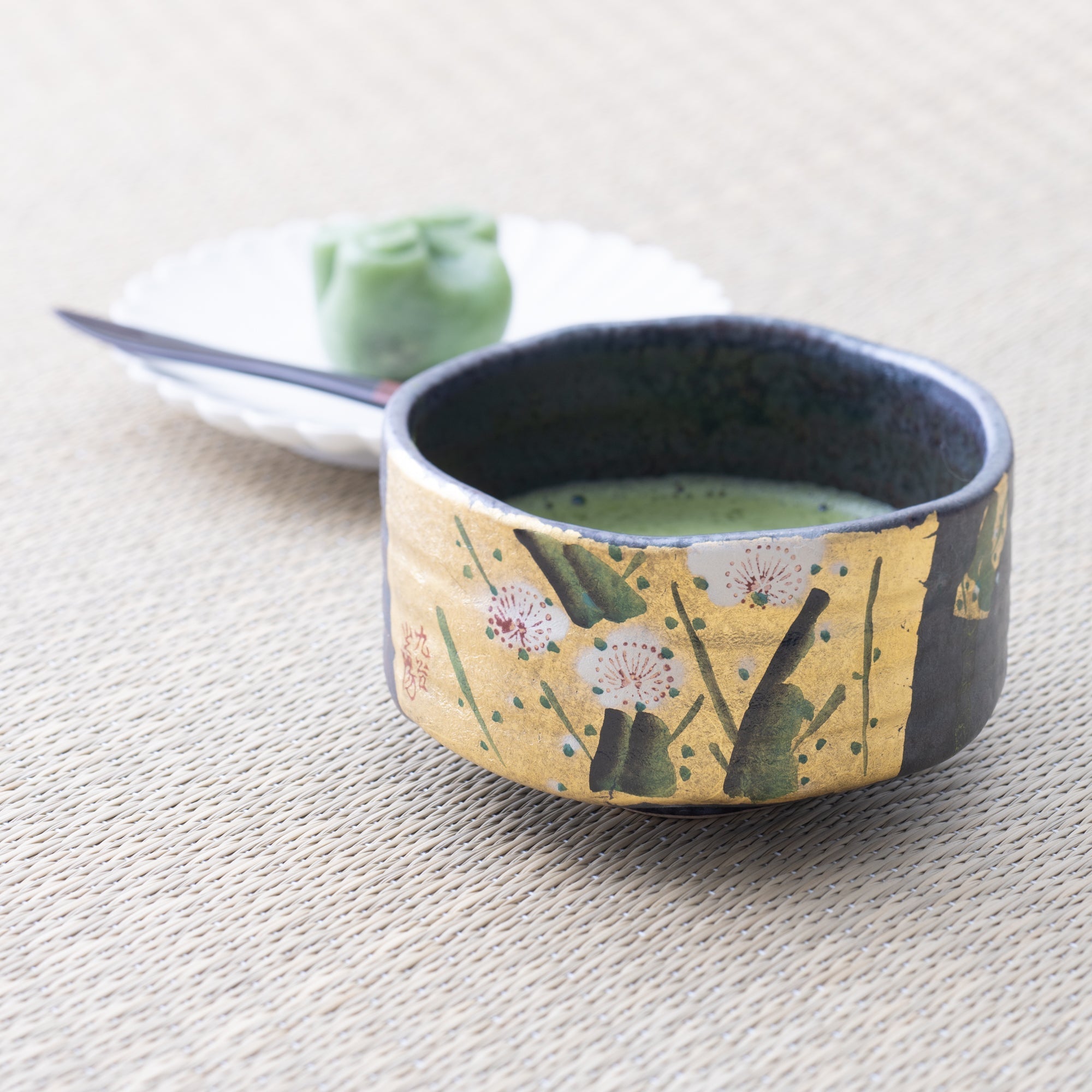 White Plum Kutani Matcha Bowl Chawan - MUSUBI KILN - Quality Japanese Tableware and Gift